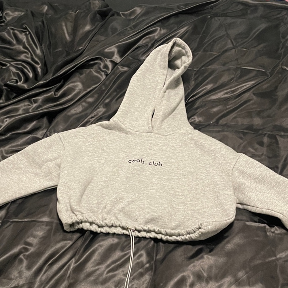 Gray Hoodie with Drawstring Hem